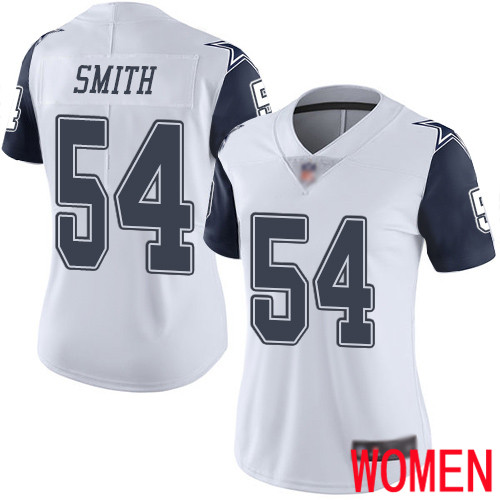 Women Dallas Cowboys Limited White Jaylon Smith 54 Rush Vapor Untouchable NFL Jersey